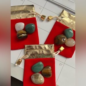 Lucky Wealth Crystal Stones Set Green Aventurine/Tiger eye/Citrine with one bag